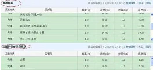 運費模板設(shè)置操作