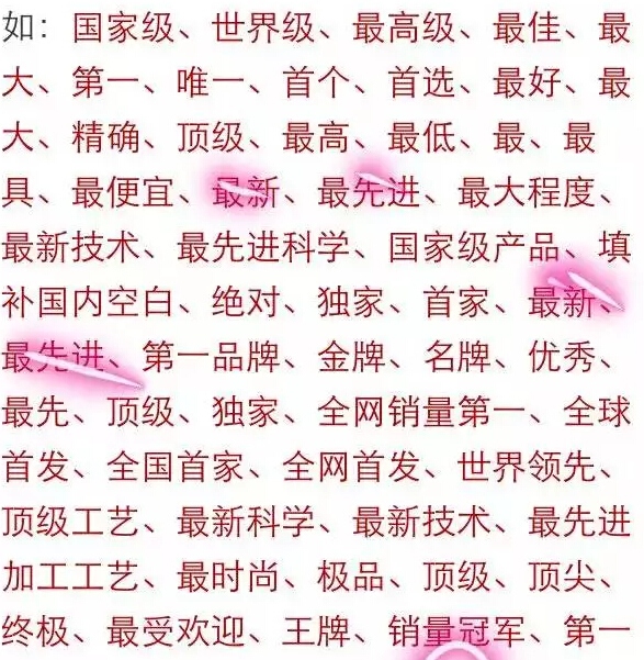 新廣告法禁用詞及處罰