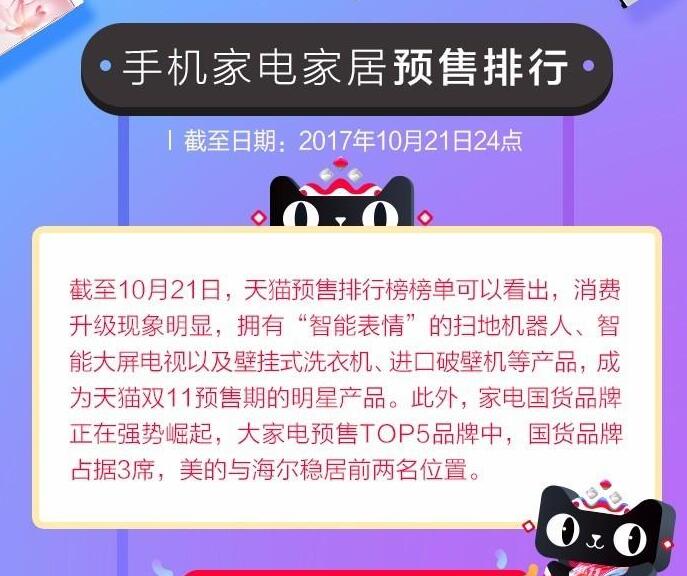 天貓雙11預(yù)售全榜單,2017天貓雙11預(yù)售,天貓雙11預(yù)售