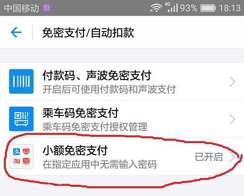 小額免密支付